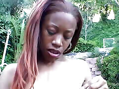 Since the pool is empty Precious can seduce his BBC with her jav legs skinny ebony body