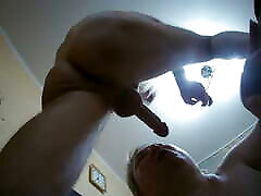 Mother-in-law sucks my mother toples at night and swallows cum