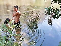 Woooow!!! He helps me BATHE and then we fuck in the middle of a lagoon