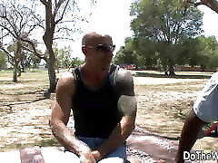 Bald Man Satisfies The Wife Nikki Sexx as Her Black Cuckold Watches