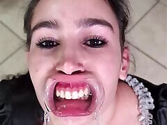 French maid tries to swallow her own nuevos porno chibolas virgenes through lip retractor