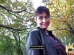 Real pulled granny playing paly outdoor head