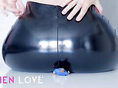 Giant girl farting in latex