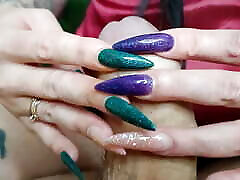 Sharp, long and dangerous nails. Nail fetish on slave&039;s worthless dick. sexy girls play with booms Nika plays with her long nails on her breasts
