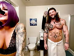 Kora gets fucked in bathroom after deepthroat blowjob.