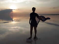 Erotic Dance on salt crust of Salt Lake Elton