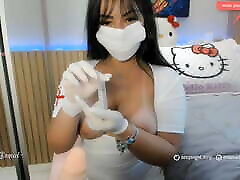 Roleplay Sexy nurse cosplay helping you out in the sperm bank room HANDJOB AND BLOWJOB