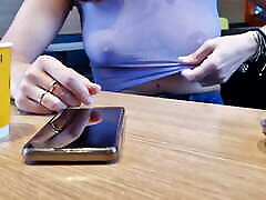 I flash my natural breasts in public at a McDonald&039;s restaurant