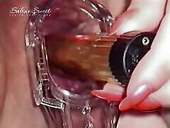 Perverted milf masturbating in her open pussy