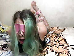 bondage, nose hook, sucking dildo bondage on knees