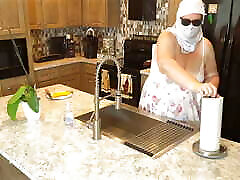 Big Boob busty milf white girl maid with hot juicy fat ass in mini dress panties to the ashly fiers cleaning house showering