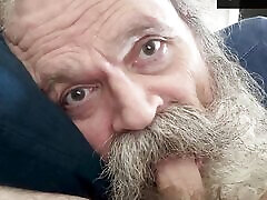 Moustache Daddy Worships Cock, Swallows Cum