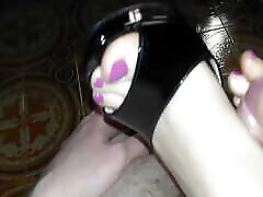 Cumming on Perfect suny busty porn and High Heel Open Toes - Shoejob - Footjob - Toejob and Cum