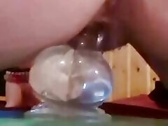 I stretch my ass with a big fat dildo and cum so hard
