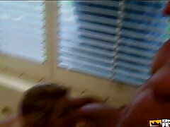 Hot blonde squirts in the bathroom while getting pounded deep by a muscular guy