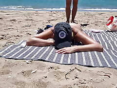 young girl gets fucked on the beach by a stranger fucking from behind