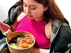 Cute Feedee Stuffing Her Face and Gaining Weight