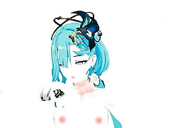Honkai Impact 3rd Griseo Transparent Clothing Undress Nude two dicker Hentai addiction Mmd 3D Blue Hair Color Edit Smixix