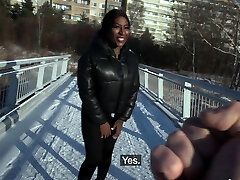 Public Agent Josy Black shows her big beautiful black ass