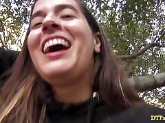 jigling pussy - Abbie Maley brunette outdoor whore loves cock