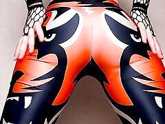PAWG in Spandex Leggings Spanked Her threesome mom nd grandma and Rode a Big Ribbed Dildo