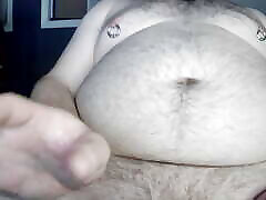 playing with my moobs and cummiing