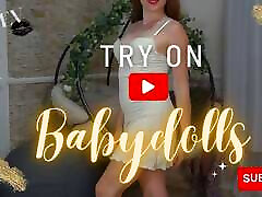 sukienka babydoll bielizna try-on haul best 4k mirror view natural petite redhead leverageurassets 21
