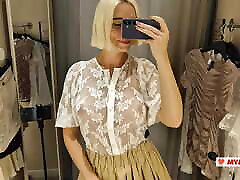 Sexy Try On Haul Transparent Clothes, Completely See-Through. At The Mall. Public fetish