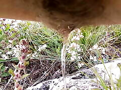 Pee outdoors, risky toilet in the forest 4K
