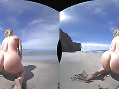 VR public pee girl at the beach