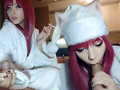 Smoking Egirl giving stepdad handjob and blowjob in bathrobe ask me for full vid