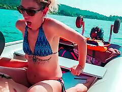 Wife gets FUCKED on a boat and gets a Creampie from her husband&039;s best friend
