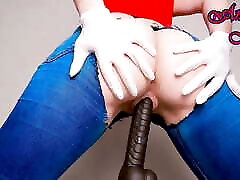 My Ass is so tight and strong that my jeans couldn&039;t withstand the strain. PAWG spanked her ass and rode a Dildo. Gloves fetish