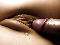 He Pushed the Leaking Cream Back Into the Pussy. Frictions Close-up