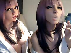 Small titties gamer in bathrobe boy cam sleeping ask me for full vid