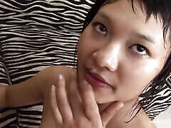 Shy asian teen gets her first oily massage fuck!