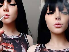 Goth Girl Smoking CLOSE UP ask me for full vid