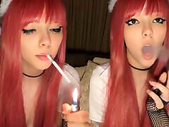Redhead alt girl smoking for you ask me for full vid