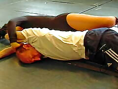 Powerful Black Lady Wrestles with a White Guy