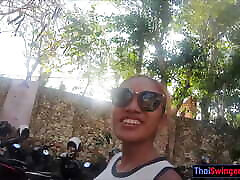 Big ass Thai amateur girlfriend horny sex after being on a beach