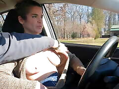 Topless Driving - Cold Nipples