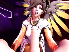 Mercy Sucks Dick on Her Knees in POV - Overwatch Parody