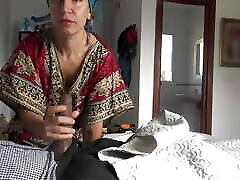 This Turkish granny is SHOCKED !!! I take out my big black cock in front of her.