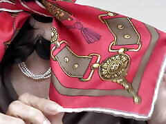 Beautiful Silk Headscarf Fashion Show in Silk Blouse