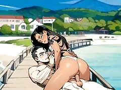 海滩性汇编卡通无尽动画