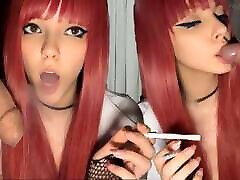 Alt Girl Smoking and Licking stepdad&039;s big cock ask me for full vid
