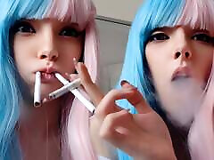 Cute Anime Girl Smoking 2 cigs at the same time :3 ask me for full vid
