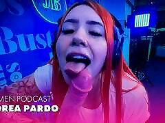 Andrea Pardo cums 5 times! in a row on the sex machine at Juan Bustos Podcast