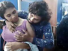 Vaishnavy and Sharun Raj hot saree romance part 2, Neck lick romance with lip lock and boobs press, Mallu couple ngintip dpr boobs press