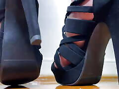 MILF Toe Taps in Black High Heels